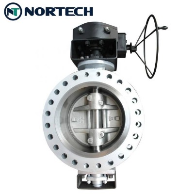 Triple offset butterfly valve double flange type metal to metal seat for high temperature